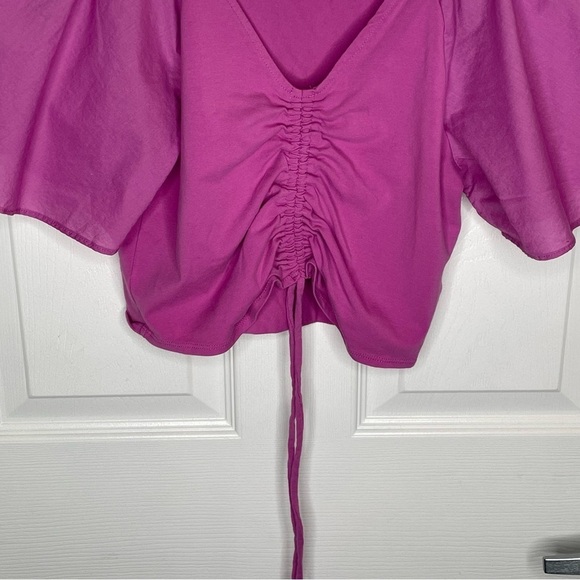 Maeve by Anthropologie Cinched Flutter Bell Sleeve Top Violet Purple XS - Picture 7 of 11